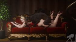 1boy 3d ambiguous_penetration animated ass_up bottomless canine canine_on_human crossbreeding detailed_background doggy_style domestic_dog dominant_male dress dress_lift female female_on_feral femsub feral feral_on_female feral_on_human feral_penetrating feral_penetrating_human final_fantasy final_fantasy_vii from_behind_position hi_res high_heels human_female human_on_feral human_penetrated interspecies looking_at_partner moaning_in_pleasure music nonhuman_male_on_human_female pale-skinned_female red_dress regina3d rough_sex scarlet_(ffvii) short_video shorter_than_30_seconds sofa sofa_sex sound submissive_human tagme video zoophilia