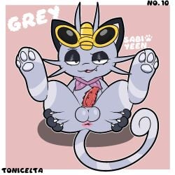 alolan_form alolan_meowth animal_genitalia animal_penis anthro anus ass balls claws clothing digital_media_(artwork) eyewear felid feline feline_genitalia feline_penis fur generation_7_pokemon genitals grey_(dewott97) grey_body half-closed_eyes hi_res legs_up looking_at_viewer makeup male mammal narrowed_eyes nintendo pawpads paws penile_spines penis pokemon pokemon_(species) presenting presenting_anus presenting_balls regional_form_(pokemon) scarf seductive simple_background smile solo spiked_penis spikes spikes_(anatomy) spread_butt spreading sunglasses tail teeth woofington_gator