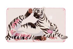 absurd_res animal_genitalia animal_vulva anore_(yanore) anus ass black_body black_fur bodily_fluids felid feline_genitalia feline_vulva fellatio female feral fur genital_fluids genitals gift grey_eyes hi_res holidays instruction_on_body mammal nude oral pantherine penile rear_view ricky_plush sex solo striped_body striped_fur stripes tail vaginal_penetration valentine's_day vulva white_body white_fur