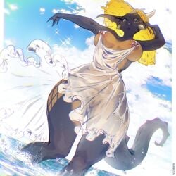 2026 anthro biped breasts clothed clothed_anthro clothed_female clothing digital_drawing_(artwork) digital_media_(artwork) female fingers front_view genitals horn klank_(spark.kobbo) kobold looking_at_viewer momobeda scalie solo standing tail vulva