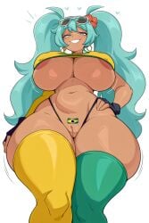 ai_generated bare_hips big_ass big_breast brazilian_flag brazilian_miku busty female fingerless_gloves green_thighhighs hatsune_miku mismatched_thighhighs pussy stomach tall_girl thick_thight top yellow_halter yellow_thighhighs