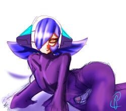 aegisafterdark cock color colored_sketch femboy glowing_eyes lumine_(mega_man) mega_man mega_man_x mega_man_x_dive orange_eyes penis purple_hair sketch thighs
