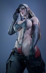 3d abs batesz big_breasts big_thighs busty female_focus female_only hailey_(the_first_descendant) huge_breasts huge_thighs mommy muscular_female perfect_body provocative_clothing sexy_body sexy_clothing sexy_pose white_skin