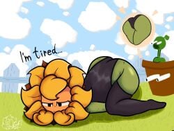 1girls anthro anthrofied ass ass_focus big_breasts breasts electronic_arts female flora_fauna flower-pot_(pvz) gis_flare peashooter_(pvz) plant plant_humanoid plants_vs._zombies plants_vs_zombies popcap_games solar_flare_(pvz) sunflower_(pvz)