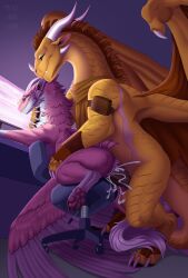 absurd_res anus balls barely_visible_balls barely_visible_genitalia bedroom_eyes blackbatwolf bodily_fluids chair claws computer cum cum_in_vagina cum_inside dragon duo electronics eyewear feathered_wings feathers female feral feral_on_feral fur furniture furred_dragon furred_scalie genital_fluids genitals glasses hi_res horn male male/female marram_(dirtyeyes) mekk membrane_(anatomy) membranous_wings mythological_creature mythological_scalie mythology narrowed_eyes office_chair pawpads paws penetration penis pink_body pink_fur ryzia sandwing_(wof) scalie scar scarf seductive size_difference toe_claws vaginal_penetration vulva waist_grab wearing_glasses white_body white_fur wings wings_of_fire