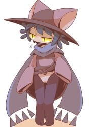 2d clothing_lift crepix embarrassed feline female niko_(oneshot) oneshot panties skirt_lift solo solo_female sweat