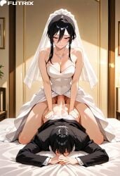 1boy 1futa ai_generated anal anal_sex big_ass big_breasts big_dick bride cum cumming dick dickgirl dominant_futa erection feet femboy femboysub futa_on_femboy futa_on_male futadom futanari futrix groom hands_free hi_res highres naked nude original_character thick_ass thick_thighs