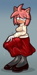 amy_rose anthro arcueid_brunestud arcueid_brunestud_(cosplay) ball_bulge crossover dress_bulge furry futa_focus futa_only futanari huge_cock melty_blood_arcueid_figure_(meme) precum_drip precum_through_clothing sega self_upload sonic_(series) sonic_the_hedgehog_(series) tsukihime zenkitsune_(artist)