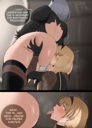2d 2girls anilingus ass ass_grab big_ass big_butt big_thighs black_boots blonde_hair blush blushing_female boots curvaceous curvaceous_female curvy curvy_female dama_shipwreck dialog dialogue eating_ass english english_text fat_ass female female_only gloves hi_res highres huge_ass huge_butt huge_thighs leotard lesbian_sex light-skinned_female light_skin nier nier:_automata nier_(series) operator_6o rimjob rimming rimming_female speech_bubble sweat tagme text thick_ass thick_butt thick_hips thick_legs thick_thighs thigh_boots thighhighs thighs tongue_out voluptuous voluptuous_female white_hair wide_hips yorha_2b yuri