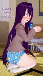 1girls 3d 3d_(artwork) 3d_artwork 3d_background 3d_model 3d_render alternate_version_at_source alternate_version_available blue_panties blush blushing_female books bookshelf brown_clothes brown_clothing bulbasaur charmander childish_panties ddlc doki_doki_literature_club embarrassing_panties eyebrows eyebrows_visible eyes feet female female_focus female_only framed_picture granny_panties hair hairclip high_waisted_panties holding_tea_cup holding_teacup indoors itzalksr koikatsu long_hair long_purple_hair looking_back no_skirt panicked_look panicking panties patterned_underwear picture_frame pikachu pokemon pokemon_(species) print_panties purple_eyes purple_hair purple_hairclip purple_text red_ribbon room school_uniform sitting_down sitting_on_floor socks squirtle teacup text underpants underwear video_game_character white_wall worried_expression worried_face worried_female worried_look yellow_floor yuri_(doki_doki_literature_club)