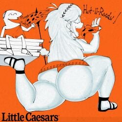 alexdarkrel big_ass big_breasts big_butt big_thighs cleavage cleavage_cutout closed_eyes curvaceous curvaceous_ass curvaceous_body curvaceous_female curvaceous_figure curvaceous_hips curves curvy curvy_female curvy_figure eating enormous_ass enormous_breasts female female_focus happy happy_female huge_ass huge_breasts huge_butt little_caesars open_mouth orange_clothing pizza spear thick_ass thick_hips thick_legs tongue very_long_hair voluptuous voluptuous_female white_body white_hair