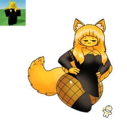 1girls ass big_ass big_breasts breasts clothed feline jadusty1 reference_image roblox roblox_avatar robloxian tagme yellow_fur