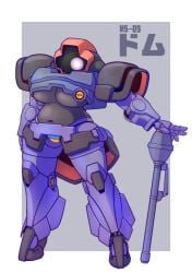 gundam living_machine mecha mecha_focus mecha_girl mobile_suit mobile_suit_gundam ms-09_dom queadluunrau robot robot_girl tagme