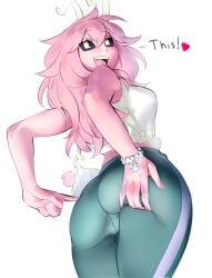 ass ass_focus ass_grab back between_buttocks black_sclera boku_no_hero_academia boku_no_hero_academia_(finale) breasts clothed fit fit_female hips holic_fz looking_at_viewer mina_ashido mina_ashido_time-skip my_hero_academia my_hero_academia_(finale) open_mouth poking_ass post-timeskip purse sleeveless smiling smiling_at_viewer spread_ass spreading_ass spreading_own_ass thick_thighs thighs tied_shirt toned toned_female wide_hips yellow_eyes yellow_horns