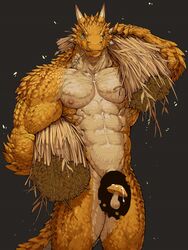 abs anthro censored horn male male_only muscles nipples nude pecs pockyrumz reptile scalie