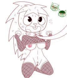 1girls 2021 2boys female flaky_(htf) furry furry_only happy_tree_friends lechugansfw lifty_(htf) looking_up male shifty_(htf)