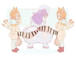 1girls 2boys age_difference anastasia_hoshin ass_focus big_ass big_butt big_penis boots bubble_butt cat_ears cat_tail catboy censored chubby chubby_male clothed_female clothed_female_nude_male cock_hungry curvy_figure cute_male flustered half-erect hat hetaro_pearlbaton huge_ass huge_balls huge_cock hyper_penis large_penis larger_female naked_male orange_hair penis_on_ass planktiton purple_hair re:zero_kara_hajimeru_isekai_seikatsu size_difference small_but_hung smaller_male squatting text thighhighs tight_clothing tight_dress tight_fit tivey_pearlbaton