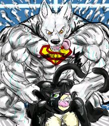 anthro anthrofied bolt_(character) bolt_(film) canine disney extreme_muscles feline female hyper hyper_muscles male mammal mittens_(bolt) sex what