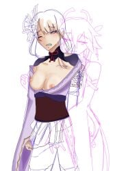 2d 2d_(artwork) 2female 2females 2girls big_ass big_breasts embarrassed enjoying enjoying_sex female_focus finger_fuck fingering fingering_partner fingering_pussy fingers full_body fully_clothed genshin_impact girly half-closed_eyes half_naked half_nude hard_nipples horny lesbian_couple lesbian_domination lesbian_focus lesbian_sex light_skin nervous nipples pink_eyes pink_hair pink_nipples playing_with_breasts playing_with_nipple purple_eyes purple_hair pussy raiden_ei raiden_shogun scetch smiling sweat unfinished yae_miko yae_miko_(genshin_impact) yuri