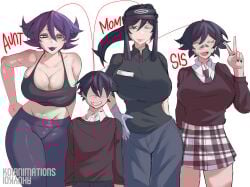 18yo 1boy3girls 2026 3girls 3girls1boy ahoykoi aunt aunt_and_nephew aunt_koral_(koianimations) catholic collar collared_shirt family family_photo finn_(ngcc) hat huge_breasts implied_incest incest koi_(koianimations) koianimations leggings marina_(koianimations) mother_and_child mother_and_son nephew no_eyes plaid_skirt purple_hair red_lines school_uniform shorter_male sister size_difference skirt taller_female tank_top vietnamese