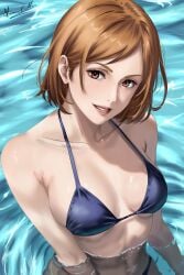 artist_name bikini bikini_top brnn jujutsu_kaisen kugisaki_nobara normal_breasts ocean smile solo tagme