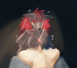 anthro bodily_fluids breast_play breasts claws digital_media_(artwork) domestic_cat duo ejaculation felid feline felis female fur generation_5_pokemon genitals kreivi_ruche male male/female mammal nintendo nude penis pokemon pokemon_(species) sex shaded titjob zoroark