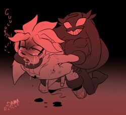 anthro arm_pull bodily_fluids cephalopod clothing clothing_aside coleoid digital_drawing_(artwork) digital_media_(artwork) drooling duo eulipotyphlan fishnet_clothing fishnet_legwear from_behind_position genitals hedgehog hi_res humanoid_genitalia humanoid_penis idw_publishing kneeling kneeling_sex legwear male male/male mammal marine mimic_the_octopus mollusk nipple_covers nipples octopodiform octopus oral oral_penetration pecs penetration penis prison_guard_position restricted_palette saliva scratches sega sex silver_the_hedgehog smile sonic_(series) sonic_the_hedgehog_(comics) sonic_the_hedgehog_(idw) sonic_the_hedgehog_(series) tears tentacle tentacle_around_arm tentacle_around_leg tentacle_in_mouth tentacle_penetration thong thong_aside toodamncycle underwear underwear_aside