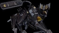 3_toes animated biomechanical black_background black_body blade_wolf canid canine canis clawed_feet cybernetics facemask genital_piercing glistening glistening_body gold gold_tongue helldivers helldivers_2 knife knotted_penis konami long_tail male_only metal_gear metal_gear_rising metal_gear_rising:_revengeance metal_gear_solid platinum_games quadruped robot sharp_claws sharp_teeth solo solo_male tail teeth tongue_out weapon weapons wolf