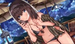 1girls almost_naked almost_nude ass_visible_through_thighs blue-eyed_female blue_eyes blush blush_face blushing_at_viewer blushing_female blushing_lines breasts brown-haired_female brown_hair closed_mouth_smile eyebrows_visible_through_hair female gakuen_idolmaster idolmaster idolmaster_cinderella_girls large_breasts leaning leaning_forward light_smile mostly_nude naked naked_female naked_woman nearly_nude night night_background night_sky night_time nipple_bulge nude nude_female nudity outdoor outdoor_nudity outdoors outside practically_nude sagisawa_fumika shigurene smile smiley_face smiling smiling_at_viewer the_idolm@ster the_idolm@ster_cinderella_girls thigh_gap