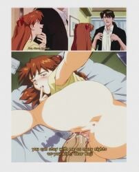 amondetauro anus from_behind highres kaji_ryouji looking_at_viewer neon_genesis_evangelion open_mouth orange_hair pussy sex shirt smile souryuu_asuka_langley straight vaginal_penetration white_shirt