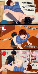 2boys 3d anal angry ass balls bara big_ass big_penis big_sub black_hair brown_hair comic dark-skinned_male english_text green_eyes instant_loss interracial koikatsu large_pectorals licking_balls male original_character painted_nails painted_toenails pecs penis red_eyes rimjob rimming rimming_male selfinsertedbro sharp_teeth shirt testicles text yaoi