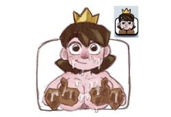big_breasts breasts clash_(series) clash_royale crown cum cum_on_breasts cum_on_face female gloves human princess_(clash_royale) ruddyrzaq smiling_at_viewer supercell