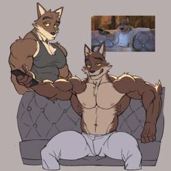 bara bara_body dreamworks furry furry_male furry_only gay mr._wolf_(the_bad_guys) muscular muscular_anthro muscular_male muto20002 reference reference_image the_bad_guys