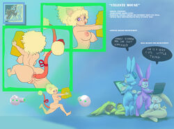 anal anal_insertion anal_sex ass big_butt blonde_hair breasts cheese doll english_text female hair insertion lagomorph lips mammal missjogosujo mouse nipples penetration pink_nipples purple_eyes pussy rabbit rodent text