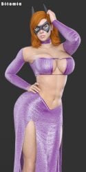 3d b-i-t-a-m-i-n barbara_gordon batgirl batgirl_(barbara_gordon) batman_(series) busty dc dc_comics female female_focus female_only hourglass_figure pinup pinup_pose red_hair skimpy skimpy_clothes tagme wide_hips