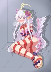 1girls azusa_(blue_archive) blue_archive damsel_in_distress female female_only female_solo rope rope_bondage shoes shoes_on shoes_only solo solo_female solo_only tied_up