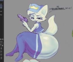 1boy 1femboy 2025 big_butt blue_clothing blue_footwear blue_hat blue_headwear blue_socks boy_kisser_(meme) butt cheek_tuft clothing colored digital_drawing_(artwork) digital_media_(artwork) domestic_cat english_text facial_tuft fakesigss felid feline felis femboy fluffy fluffy_tail footwear fur furry gun hat headgear headwear holding_object holding_weapon huge_butt huge_hips huge_thighs legwear looking_at_viewer male mammal meme officer_boykisser_(junoandmaxx) pattern_clothing pattern_footwear pattern_legwear pattern_socks police police_uniform ranged_weapon screencap shaded silly_cat_(mauzymice) sketch smile smiling_at_viewer socks solo striped_clothing striped_footwear striped_socks stripes tail text thick_thighs tuft uniform weapon white_body white_fur wide_hips