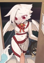 2025 5_fingers absurd_res ambiguous_gender anthro areola avian beak biped bird black_body black_hair blue_body blush bodily_fluids breasts christmas cum cum_on_belly cum_on_body cum_on_leg digital_media_(artwork) erection faceless_character female fingers first_person_view front_view genital_fluids genitals group hair hi_res holidays kaltespur looking_down navel night non-mammal_breasts nude nude_anthro nude_female open_beak open_mouth pasties penis red_eyes standing sweat trio white_body white_hair white_wings wings yellow_eyes