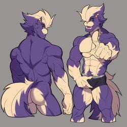 anthro anthrofied bara bara_body bara_tiddies bara_tits furry furry_male furry_only muto20002 original_character pokemon pokemon_(species) pokemon_dppt shirtless shirtless_male skuntank taking_off_pants topless topless_anthro topless_humanoid topless_male