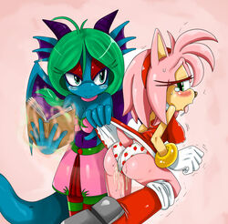 amethese amy_rose anthro clothing cum dragon female fur furry hedgehog magic mammal nipples orgasm original_character panties sega sonic_(series) sonic_the_hedgehog sssonic2 strawberry_panties underwear