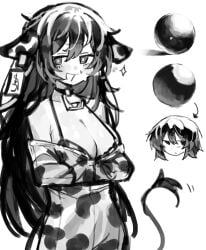 cow_girl cow_print doodle female female_only monochrome shigezie solo tagme