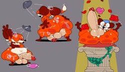 2025 anthro anus ass balls bathing bent_over big_balls big_butt big_penis black_eyes black_nose blue_clothing blue_hat blue_headwear brown_body brown_ears brown_fur bubble canid canine canis closed_eyes clothing digital_media_(artwork) fangs flower fox fur genitals grey_background hair hand_on_armpit hand_on_butt hand_on_own_butt hat headgear headwear huge_cock leaf lying male mammal multicolored_body multicolored_fur navel nude on_back orange_body orange_fur orange_hair orange_tail pedestal penis petals pillow plant raised_arm rear_view red_fox rose_(flower) sharp_teeth shower showering simple_background smile soap solo soups_(superiorfox) spotlight standing superiorfox tail teeth thick_thighs three-quarter_view tongue true_fox two_tone_tail vein veiny_penis water white_body white_fur white_tail x_anus x_navel