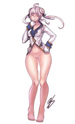 add_(elsword) artist_request elsword feet female nude pussy solo thighs toes tongue_out uncensored wide_hips