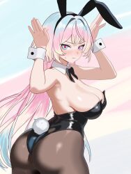 anime_style aquamarine725 bunny_ears bunny_girl cleavage confident_expression crouching erotic fanart female fishnets full_body high_heels honkai_(series) honkai_impact_3rd lantern_(honkai_impact) leotard lingerie long_hair looking_at_viewer nsfw pose shiny_clothes solo suggestive thighhighs white_background