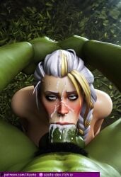 1boy 1girls :>= absurdly_large_cock ai_generated azataai balls balls_on_face blowjob blowjob_face cock_hungry cock_slut cock_worship erect_penis female heavy_balls heavy_penis horde_(warcraft) imminent_fellatio interspecies jaina_proudmoore looking_up male milf open_mouth orc_male penis precum_drip saliva saliva_string saliva_trail salivating side_view sniffing_balls tongue tongue_out vacuum_fellatio world_of_warcraft