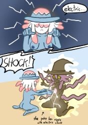 2girl beach electrocution female jellyfish_electroshocker naked octopus_accelerator roblox tentacle tower_defense_simulator trophimos yuri