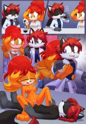 absurd_res anthro avian blue_eyes bodily_fluids bottomwear bra canid canine canis clothed clothing cowgirl_position cum cum_in_vagina cum_inside dreamatwrite european_mythology fan_character felid feline female female_penetrated from_front_position genital_fluids genitals greek_mythology green_eyes hair heart_symbol hi_res hybrid hypnosis hypnotic_eyes lying male male/female male_penetrating male_penetrating_female mammal markings mind_control monik_(phosmut) mythological_avian mythological_bird mythological_creature mythological_firebird mythology nipples nude on_back on_bottom on_top pants partially_clothed penetration penis pheromones phoenix potion raised_clothing raised_shirt raised_topwear red_hair science sega sex shirt smile sonic_the_hedgehog_(series) topwear underwear undressing wings wolf xion_archaeus