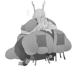 1girls ass behind_view bunny_ears bunny_girl chair chairs dark-skinned_female dark_skin fat fat_ass fat_female fat_fetish female massive_ass miruko multiple_chairs_for_one my_hero_academia obese obese_female pivk00 rumi_usagiyama