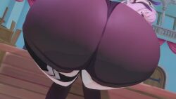 3d animated ass ass_focus ass_shake bare_shoulders elysia_(honkai_impact) female from_behind honkai_(series) honkai_impact_3rd huge_ass jiggle kishi leaning leaning_forward long_hair looking_at_viewer pink_hair pointy_ears short_shorts shorts smile solo tagme thick_thighs thighhighs thong twerking video