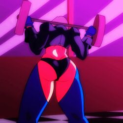 1girls angel_(kof) animated ass_out benek big_ass big_breasts clothed clothed_female curvy curvy_female exercise exercising exposed_pussy fat_ass female female_focus gloves greatdragonad gym huge_ass huge_breasts jacket king_of_fighters large_breasts leather light-skinned_female light_skin looking_back pale-skinned_female pale_skin panties pussy ripped_clothing ripped_panties ripped_pants short_hair sitting squatting standing thick thick_ass thick_thighs thighs white_hair wide_hips